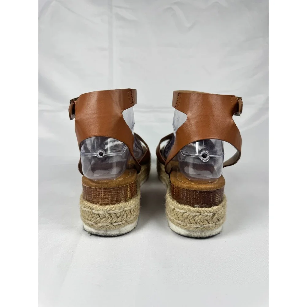 Jessica Carlyle Thea-07L Womens US 8 Espadrille Sandals Brown Leather Open Toe